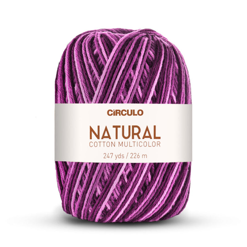 Círculo Natural Multicolors, 100% Cotton Yarn, 200 grams, 247 Yards, 885 Tex, Variety Colors, 6-Pack