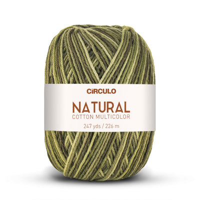 Círculo Natural Multicolors, 100% Cotton Yarn, 200 grams, 247 Yards, 885 Tex, Variety Colors, 6-Pack