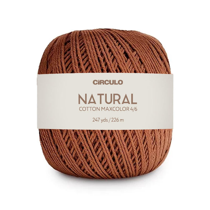 Círculo Natural Maxcolors 4/6, 100% Cotton Yarn, 200 Grams, 247 Yards, 885 Tex, Variety Colors, 6-Pack