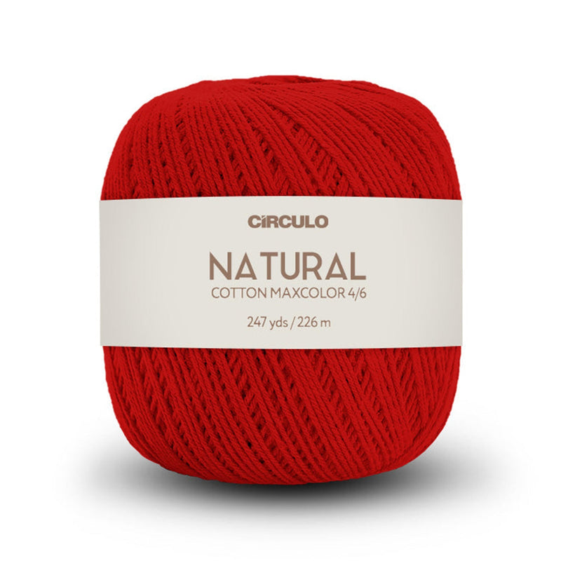 Círculo Natural Maxcolors 4/6, 100% Cotton Yarn, 200 Grams, 247 Yards, 885 Tex, Variety Colors, 6-Pack