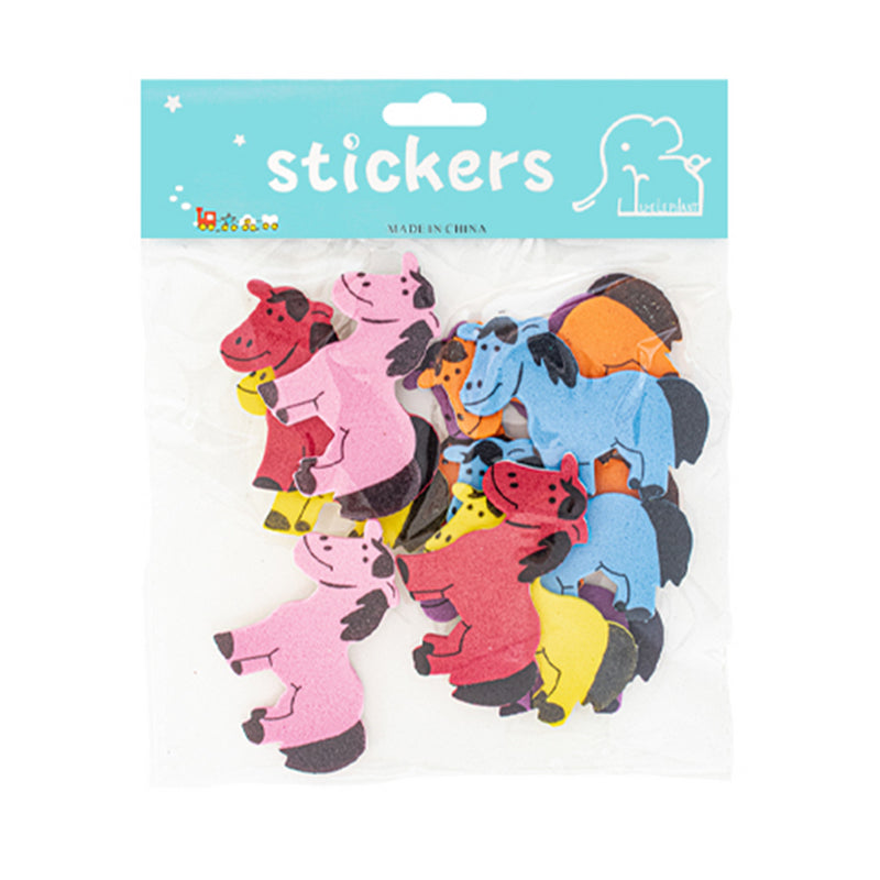 Foamy Sticker with Adhesive, Assorted Colors, Horse Style, 12 pcs,   12-Pack