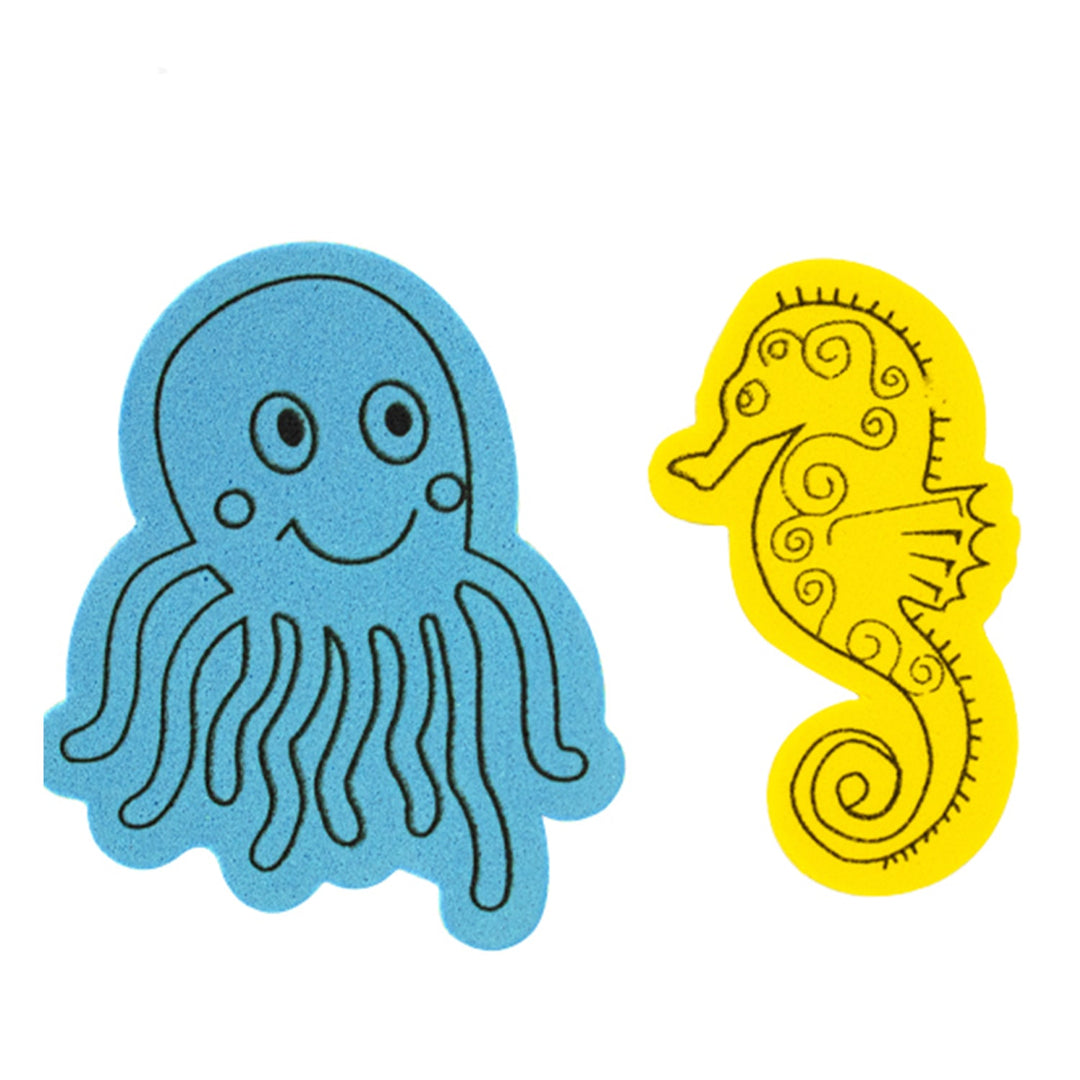 Foamy Sticker with Adhesive, Assorted Colors, Octopus & Seahorse Style, 12 pcs