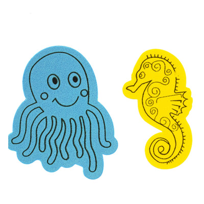 Foamy Sticker with Adhesive, Assorted Colors, Octopus & Seahorse Style, 12 pcs,   12-Pack