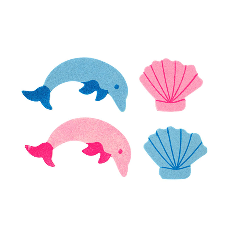 Foamy Sticker with Adhesive, Assorted Colors, Dolphins and Seashells Style, 12 pcs,   12-Pack