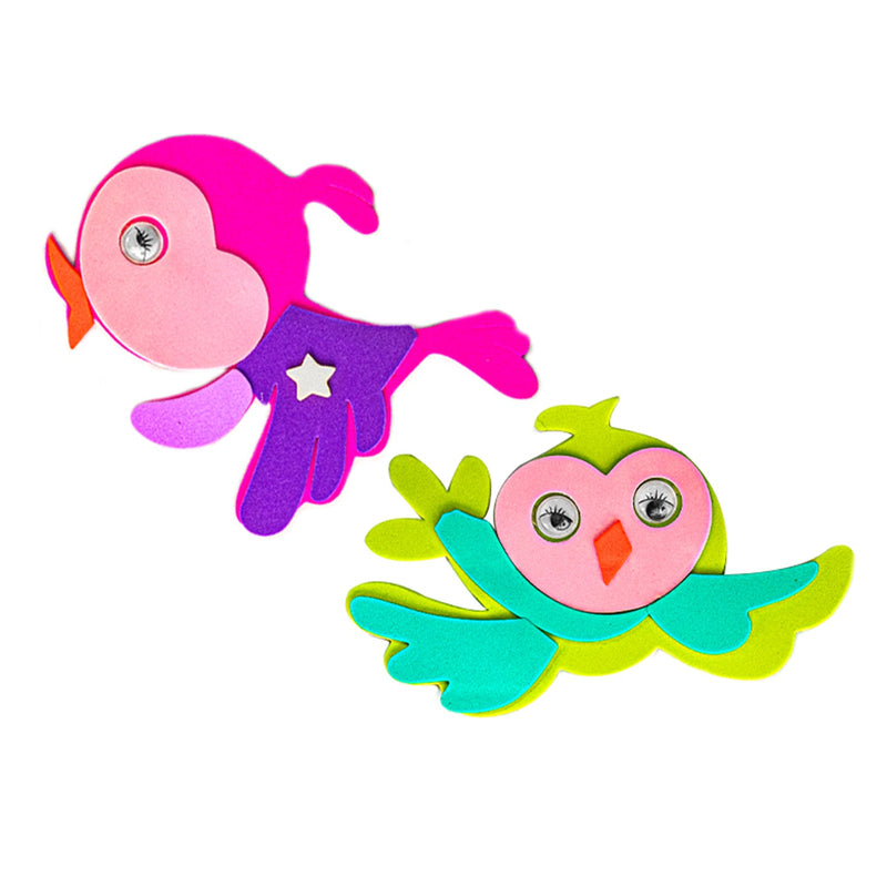 Foamy Sticker with Adhesive, Birds Style, 2 pcs