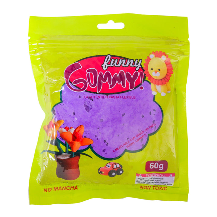 Funny Gummy, Moldable Foamy for Modeling and Crafting, Variety of Colors, 60g, 6 package