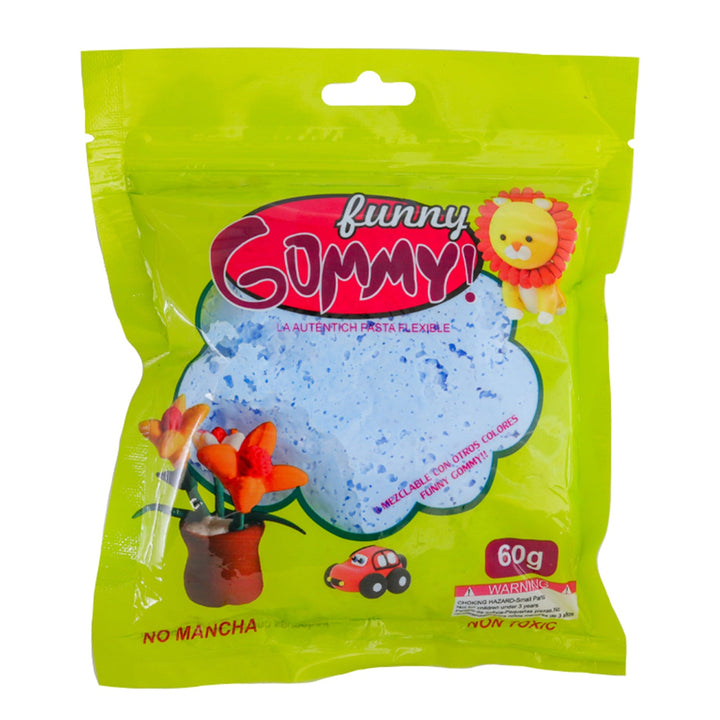 Funny Gummy, Moldable Foamy for Modeling and Crafting, Variety of Colors, 60g, 6 package