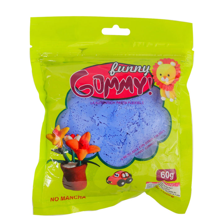 Funny Gummy, Moldable Foamy for Modeling and Crafting, Variety of Colors, 60g, 6 package