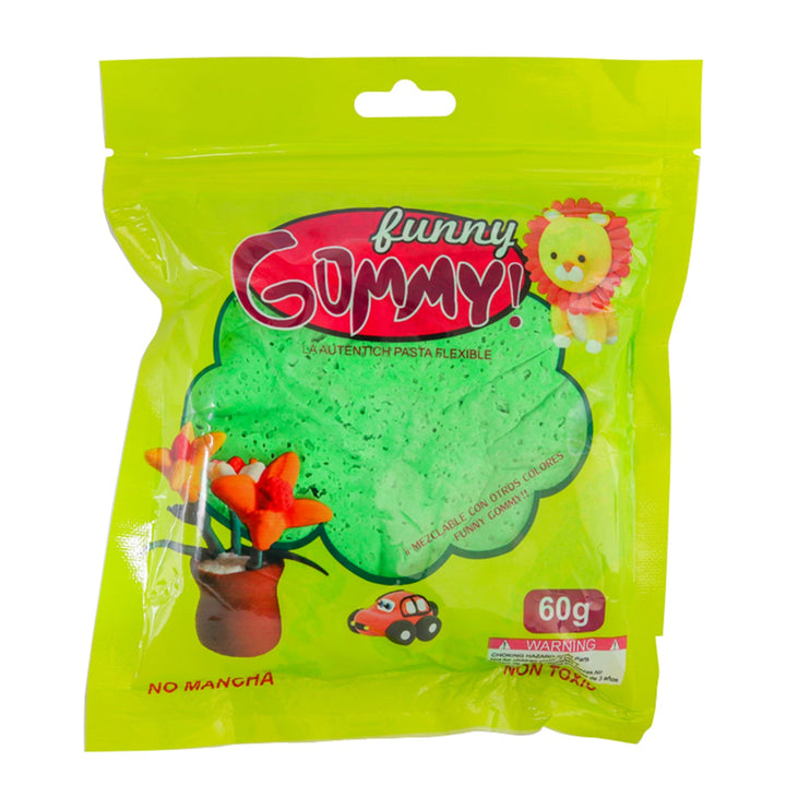 Funny Gummy, Moldable Foamy for Modeling and Crafting, Variety of Colors, 60g, 6 package