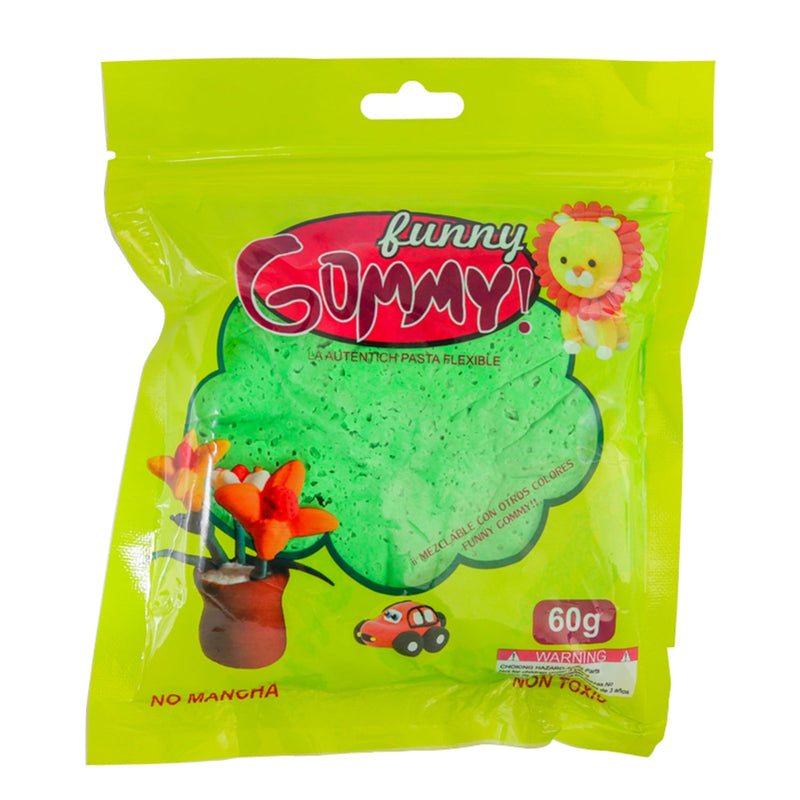 Funny Gummy, Moldable Foamy for Modeling and Crafting, Variety of Colors, 60g, 6 package,    6-Pack