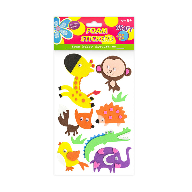 Foam Stickers with Adhesive, Animals Style, 9 pcs,   12-Pack