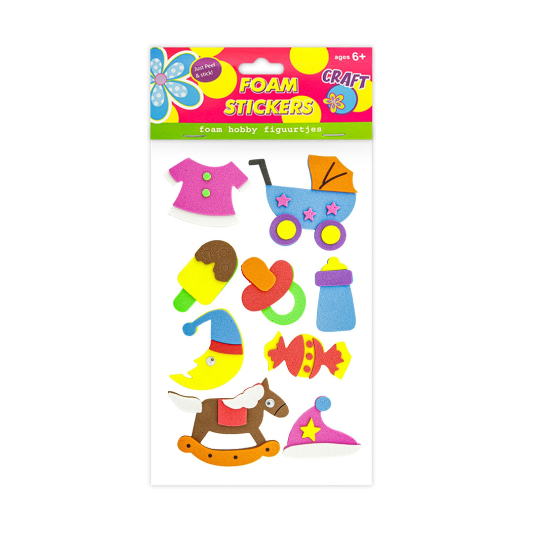 Foam Sticker with Adhesive, Baby Style,  9 pcs,   12-Pack