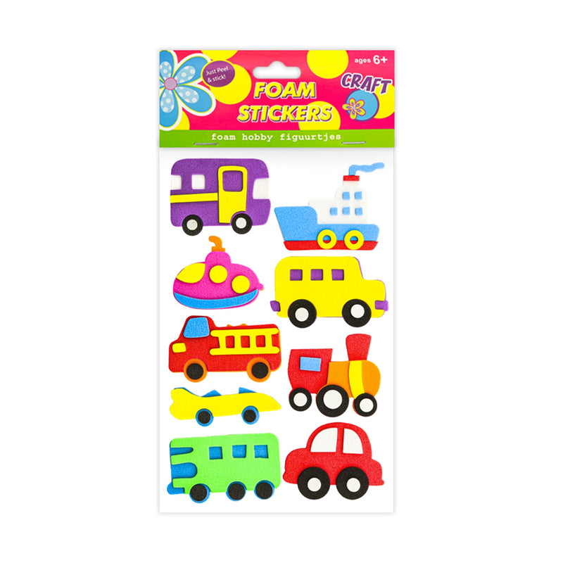 Foam Stickers with Adhesive, Transportation Style, 8 pcs,   12-Pack