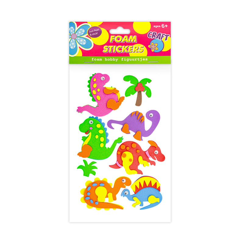 Foam Stickers with Adhesive, Dinosaur Style, 8 pcs,   12-Pack