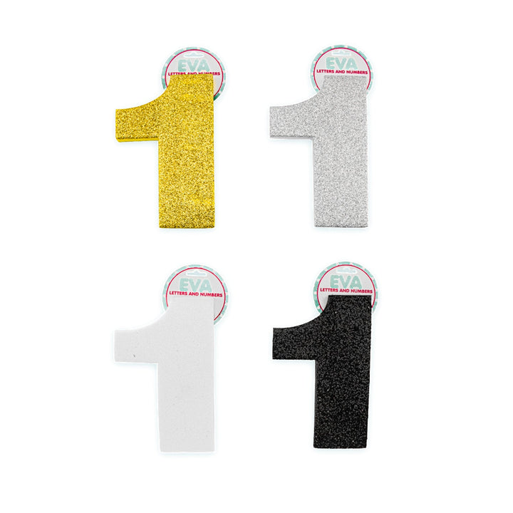 Foamy Numbers with Glitter, Various Colors, (5 3/8 x 4 in)
