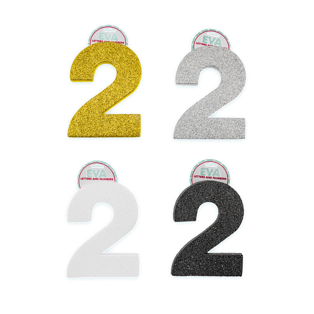 Foamy Numbers with Glitter, Various Colors, (5 3/8 x 4 in)
