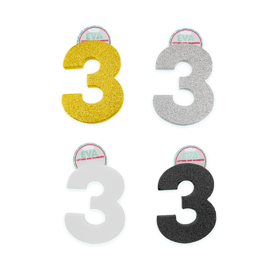 Foamy Numbers with Glitter, Various Colors, (5 3/8 x 4 in)