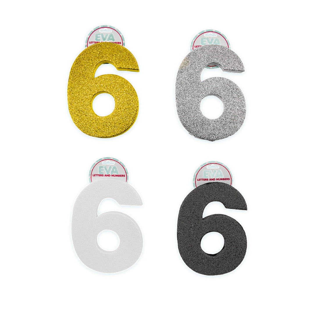 Foamy Numbers with Glitter, Various Colors, (5 3/8 x 4 in)