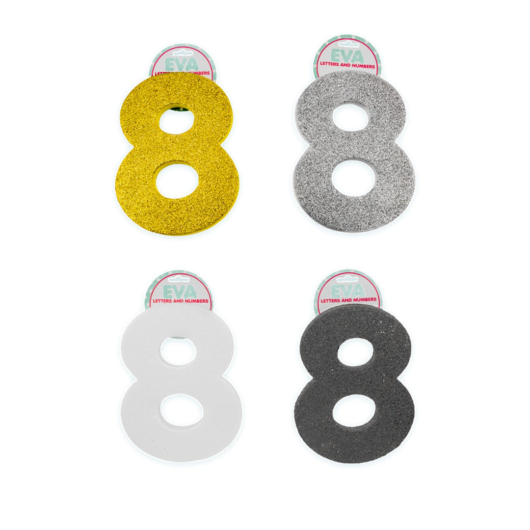 Foamy Numbers with Glitter, Various Colors, (5 3/8 x 4 in)