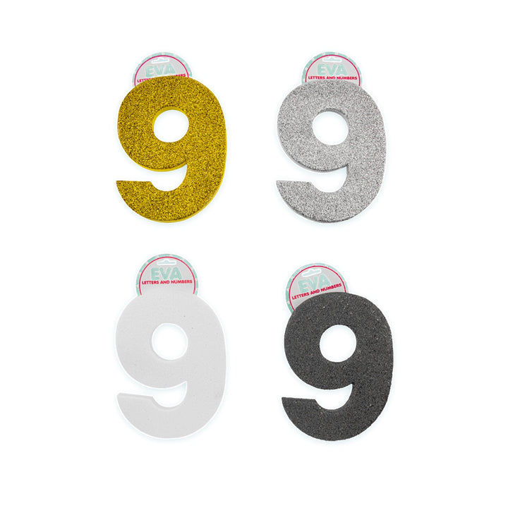 Foamy Numbers with Glitter, Various Colors, (5 3/8 x 4 in)