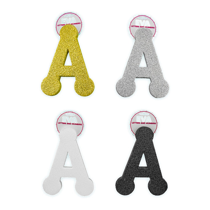 Foamy Glitter Letters, A to Z, 5 x 4 inches, 12 pcs