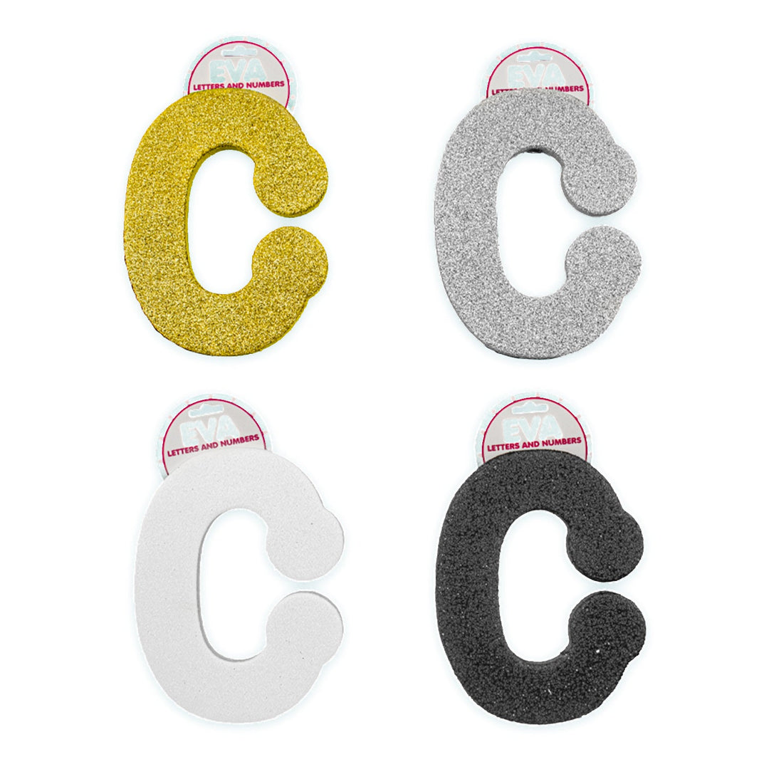 Foamy Glitter Letters, A to Z, 5 x 4 inches, 12 pcs