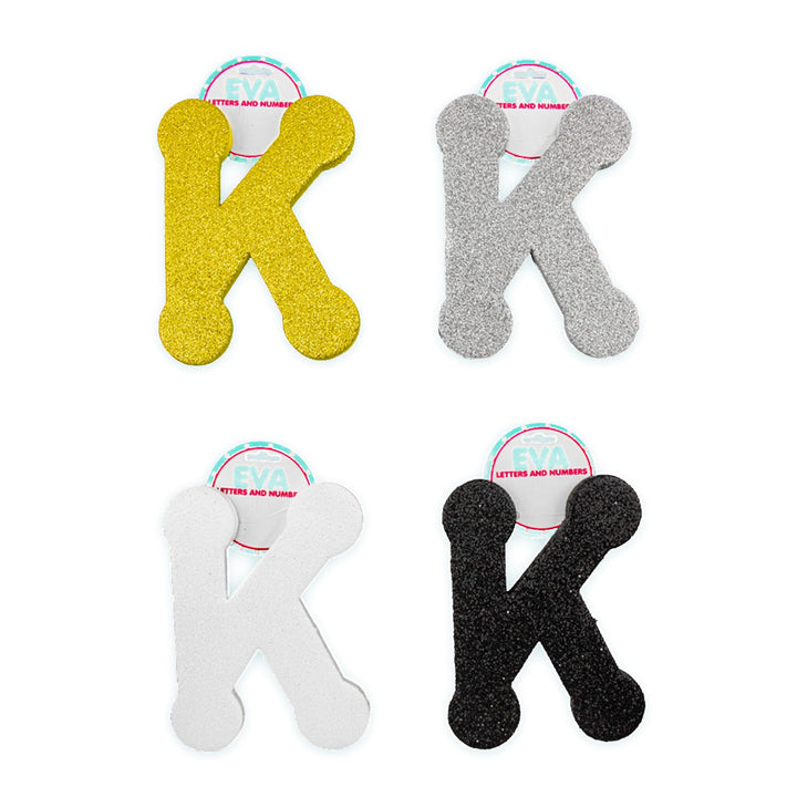 Foamy Glitter Letters, A to Z, 5 x 4 inches, 12 pcs
