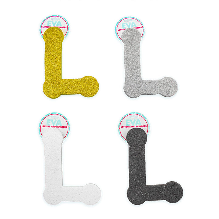 Foamy Glitter Letters, A to Z, 5 x 4 inches, 12 pcs