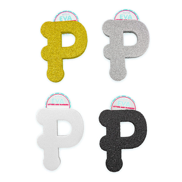 Foamy Glitter Letters, A to Z, 5 x 4 inches, 12 pcs