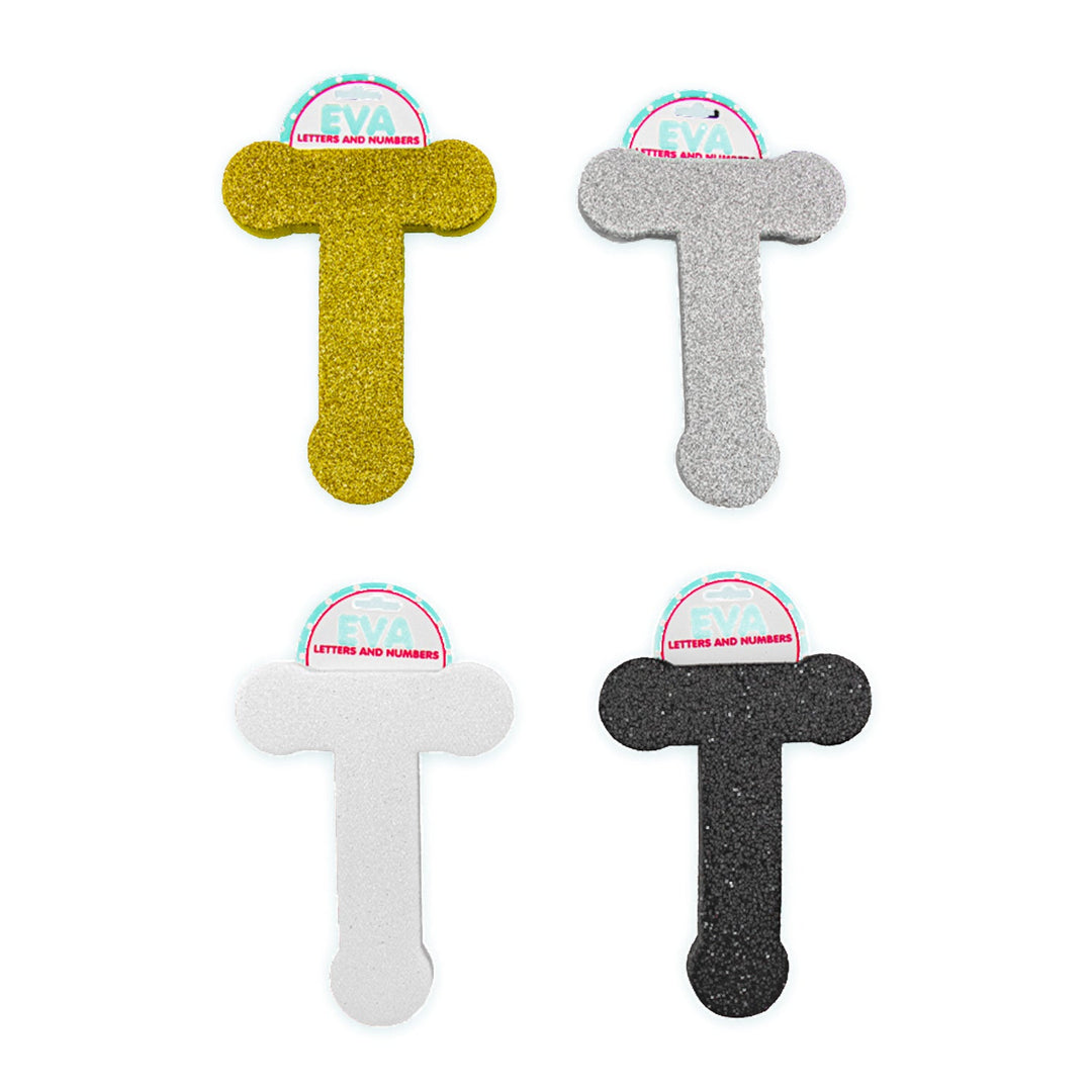 Foamy Glitter Letters, A to Z, 5 x 4 inches, 12 pcs