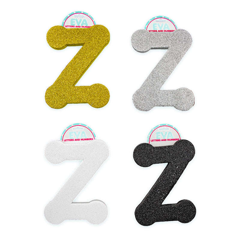 Foamy Glitter Letters, A to Z, 5 x 4 inches, 12 pcs