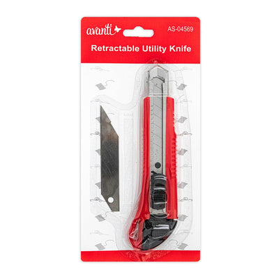 Avanti Utility Knife, Retractable Box Cutter, 18mm Wider Razor Sharp Blade, Smooth M,   12-Pack
