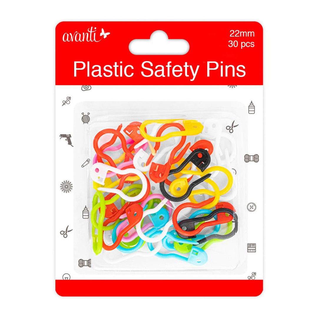 Avanti Colorful Plastic Stitch Marker Safety Pins – 22 mm – 30 pcs Each – 12-Pack – Made in China