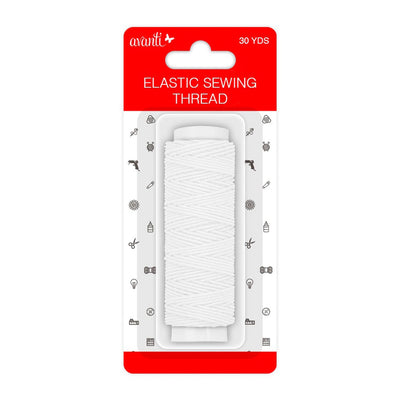 Avanti Elastic Sewing Thread,  30 yds,  1 Roll,  Black or White,   12-Pack