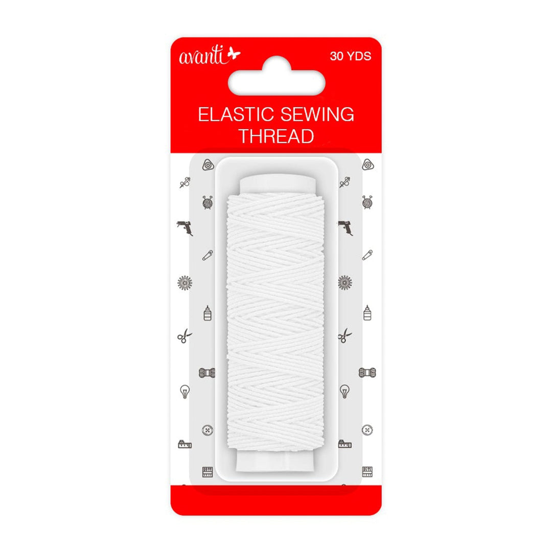 Avanti Elastic Sewing Thread – 30 yds (Black or White) – 12-Pack – Made in China