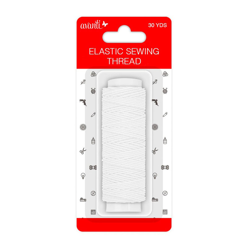 Avanti Elastic Sewing Thread,  30 yds,  1 Roll,  Black or White