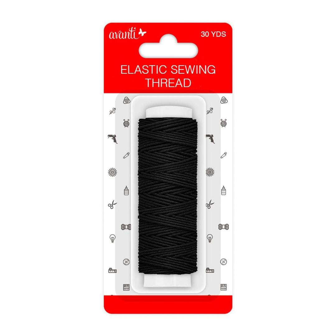 Avanti Elastic Sewing Thread – 30 yds (Black or White) – Made in China – Retail