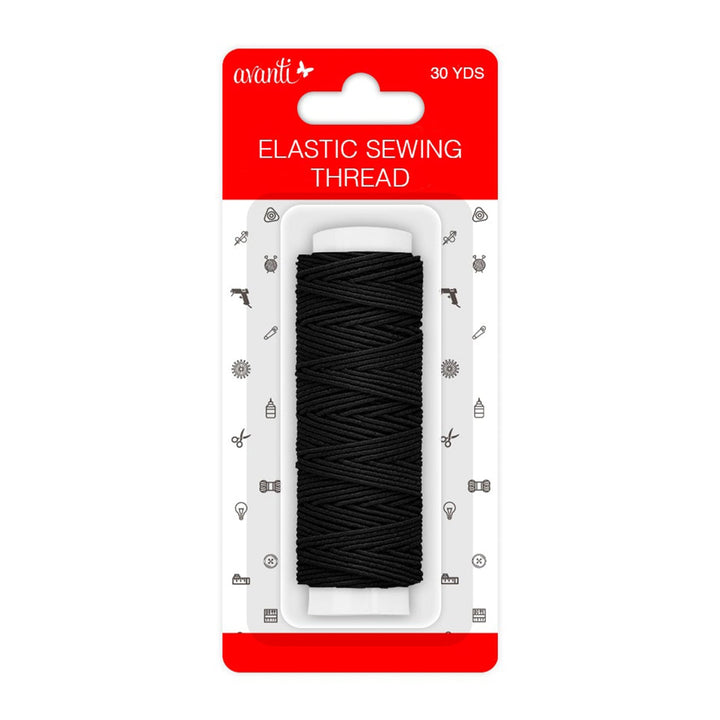 Avanti Elastic Sewing Thread – 30 yds (Black or White) – Made in China – Retail