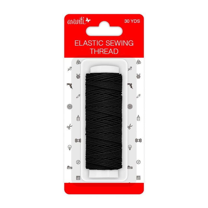 Avanti Elastic Sewing Thread,  30 yds,  1 Roll,  Black or White