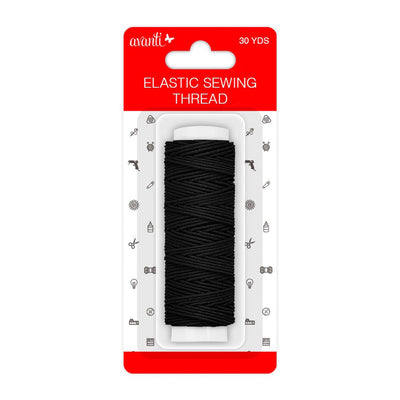 Avanti Elastic Sewing Thread,  30 yds,  1 Roll,  Black or White,   12-Pack