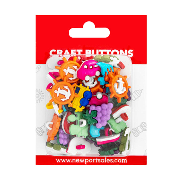 Fancy Round Assorted Buttons, Shape & Colors Variety, 12-Pack