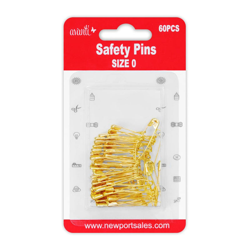 Avanti Safety Pins, Nickel Plated Brass, Silver and Gold Colors (Assorted sizes)