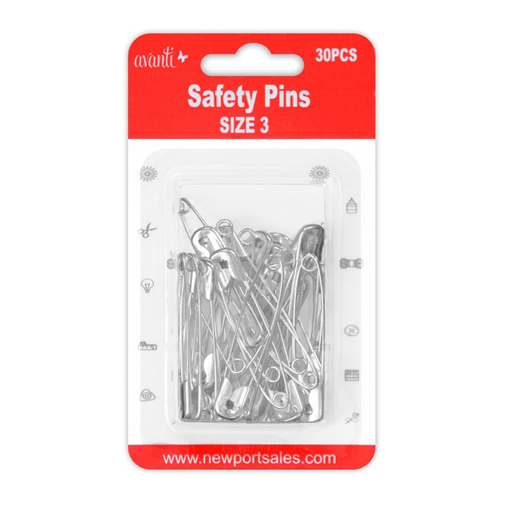 Avanti Safety Pins – 75 pcs Each – 12-Pack (Assorted Sizes & Colors) – Made in China