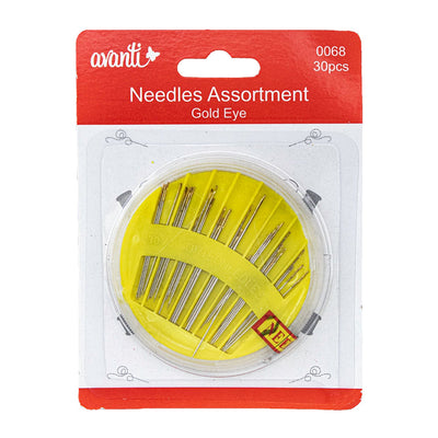 Avanti Assorted Gold Eye Needles in Compact Case for Sewing or Repair,   12-Pack