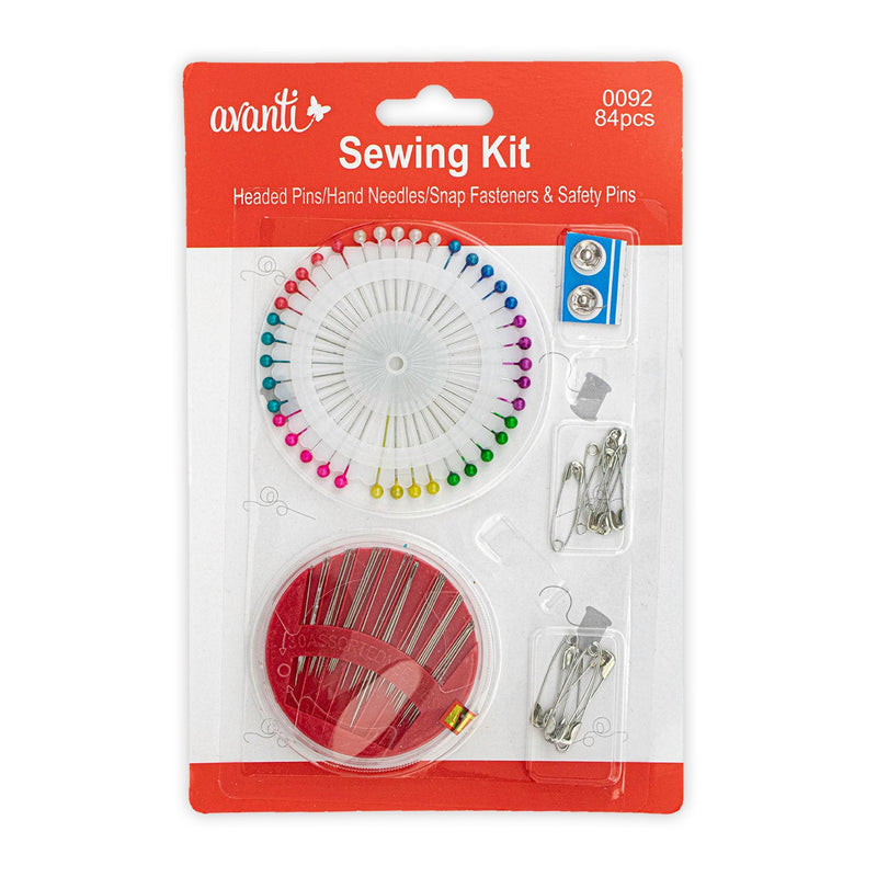Avanti Sewing Kit with Head Pins, Needles, Snap Fasteners & Safety Pins,