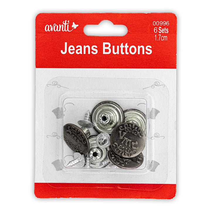 Avanti 17 mm Replacement Jeans Buttons – 6 Sets – Made in China – 12-Pack