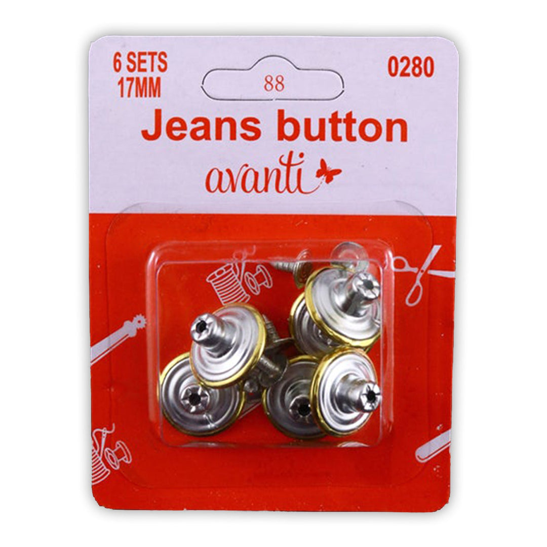 Avanti 17 mm Replacement Jeans Buttons – 6 Sets – Made in China – Retail