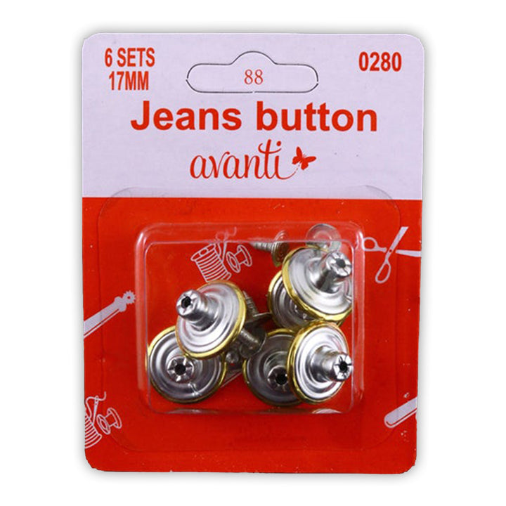 Avanti 17 mm Replacement Jeans Buttons – 6 Sets – Made in China – Retail