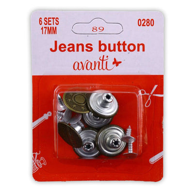 Avanti 17mm Replacement Jeans Buttons,  Pants Metal Buttons,  Snap Denim Butt, 12-Pack