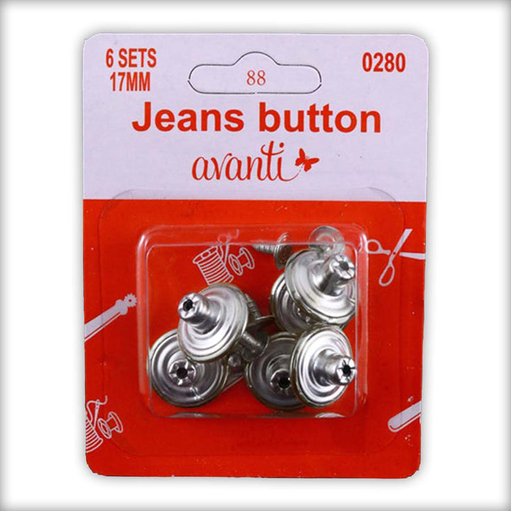 Avanti 17 mm Replacement Jeans Buttons – 6 Sets – Made in China – Retail